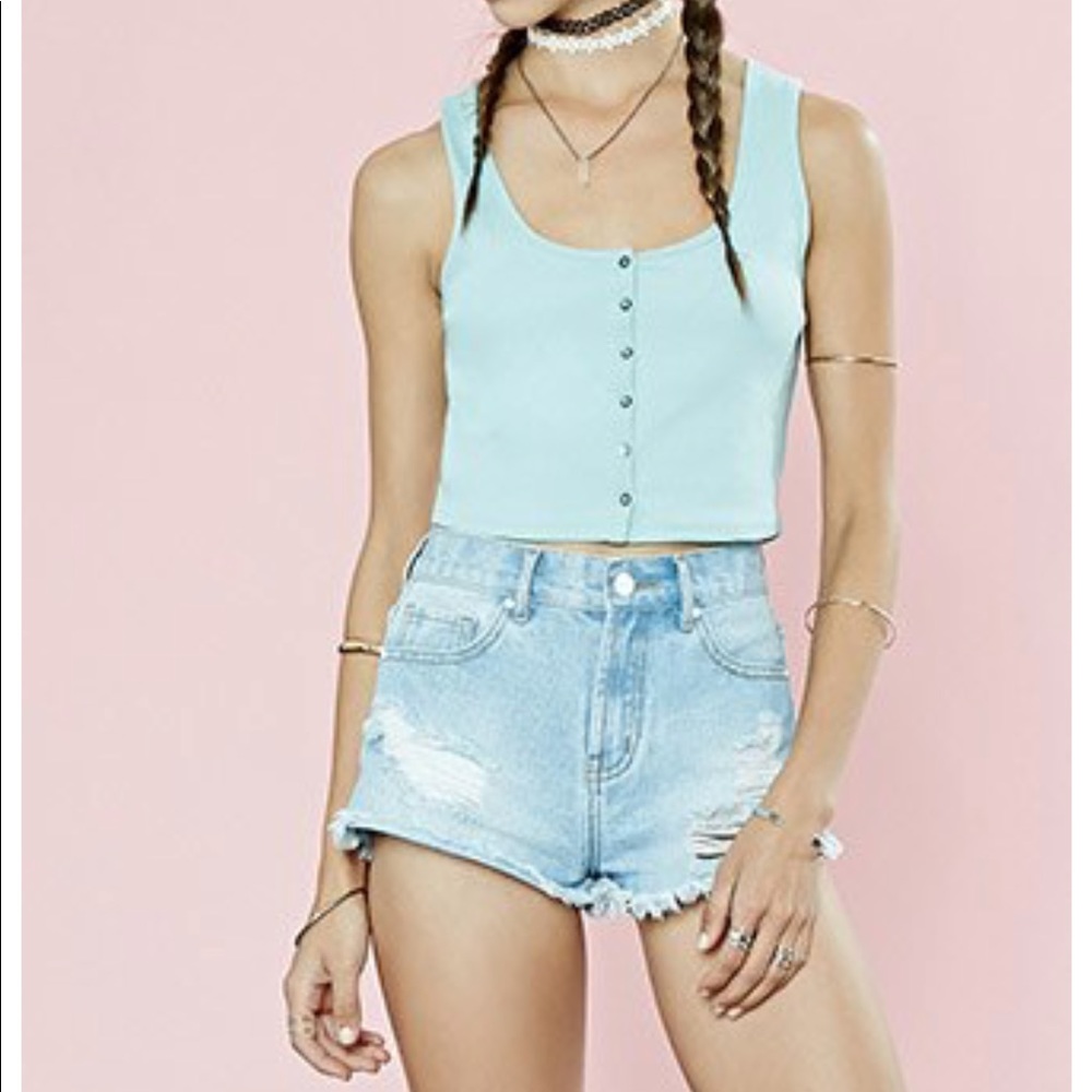 F21 Crop tank top baby blue